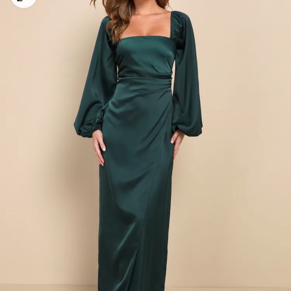 Elegant Green Long Sleeve Dress